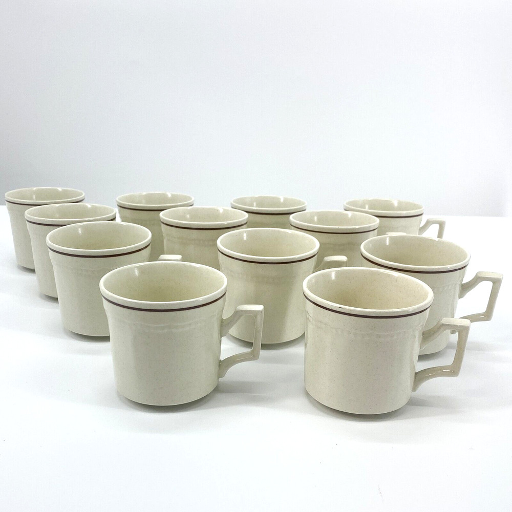 Set of 12 Somerset Flat Cup Mug by Kensington Stafford Ironstone Stoneware 3"